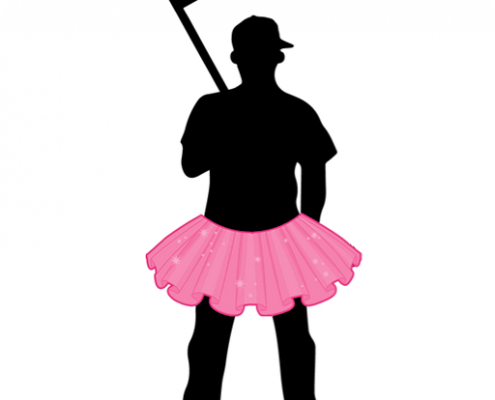 HIghlighting the skirt on the logo for The Nancy Strap Thrower